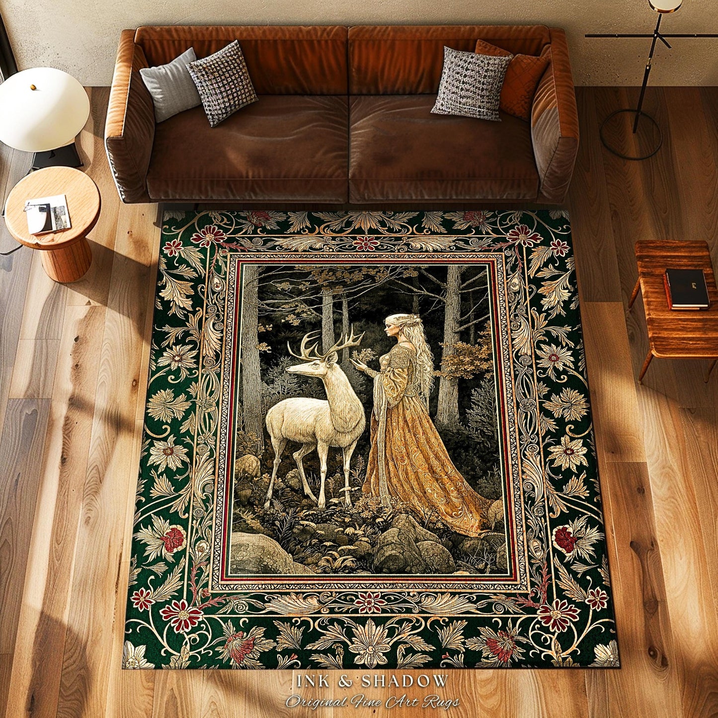 Elven Princess Mystic Woodland Rug | Forest Nymph Renaissance Aesthetic Fairycore Home Decor Magical Gothic Woods Ethereal Victorian Bedroom