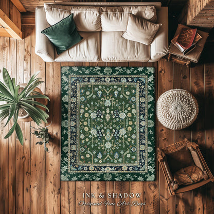 Muted Green Boho Round Area Rug | Rustic Aesthetic Living Room Pastel Green Home Decor Housewarming Gift Cottagecore Green Bedroom Floor Mat
