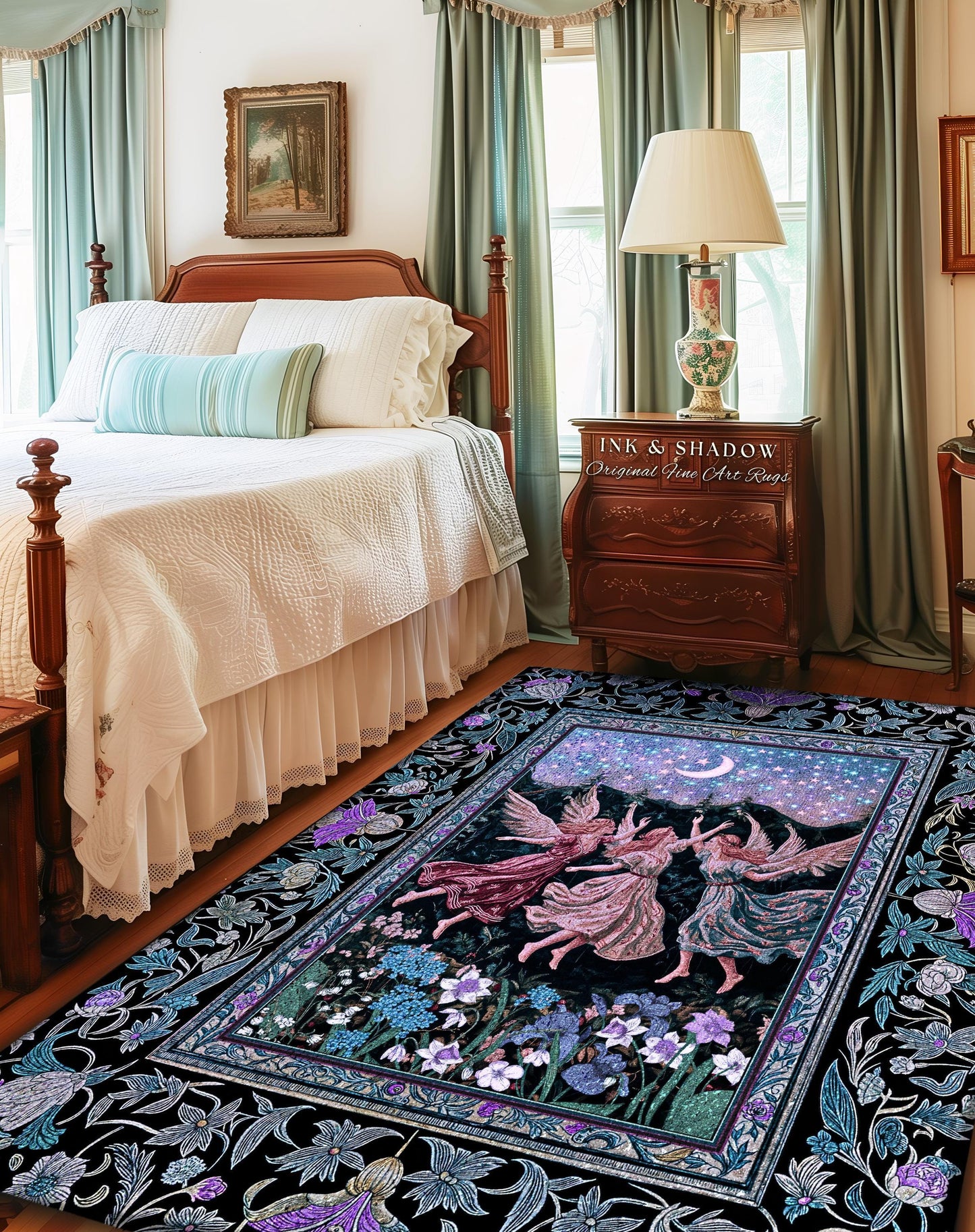 Pastel Fairytale Ethereal Fairy Accent Rug | Whimsical Folklore Medieval Bedroom Mystical Fairycore Mystic Academia Dreamy Boho Home Decor