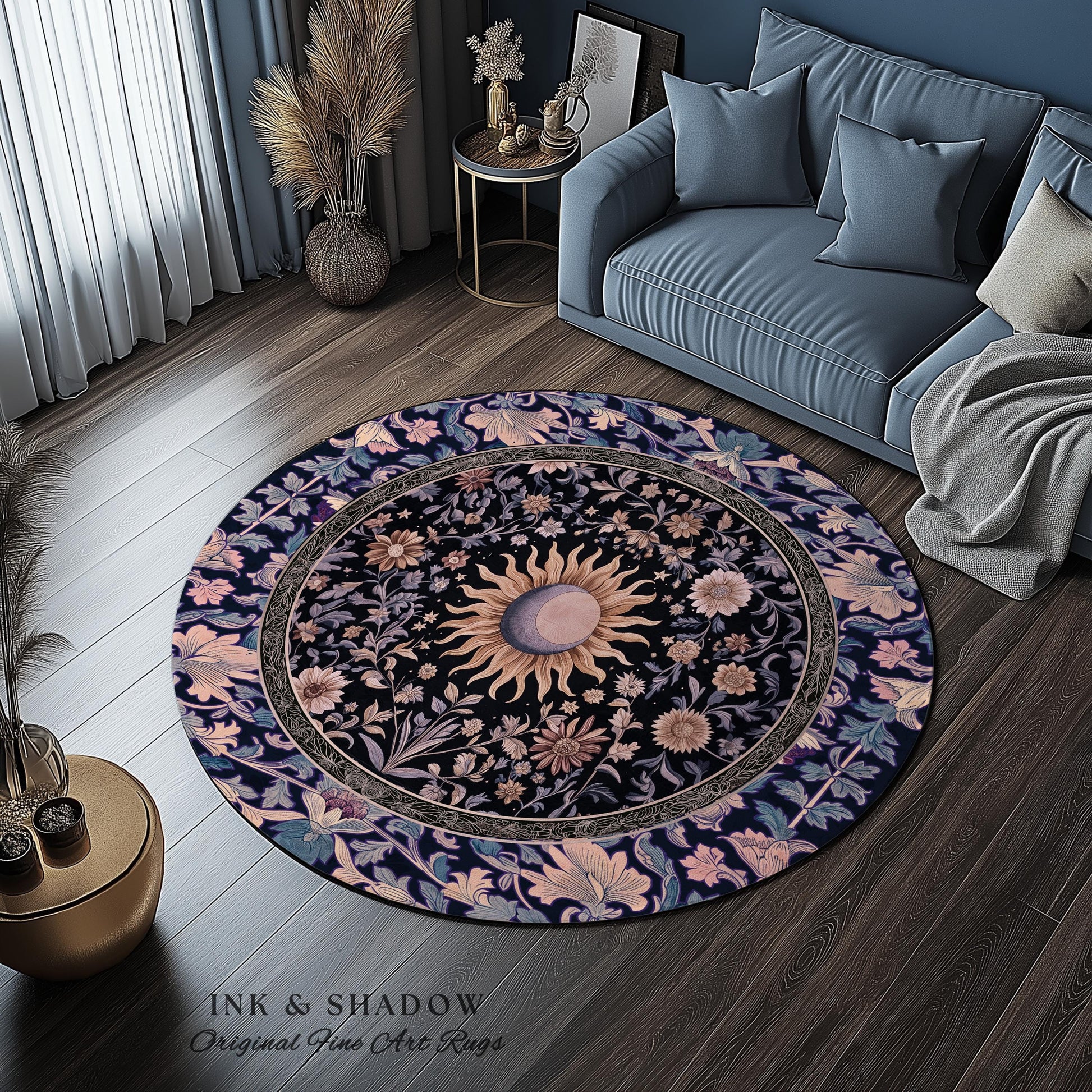 Pastel Whimsy Celestial Area Rug | Mystic Bohemian Celestial Witchy Home Decor Maximalist Gothic Sun and Moon Tarot Inspired Home Accent |