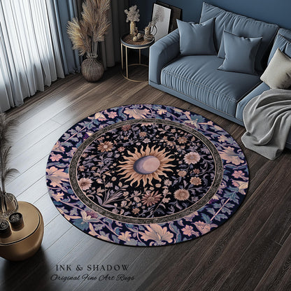 Pastel Whimsy Celestial Area Rug | Mystic Bohemian Celestial Witchy Home Decor Maximalist Gothic Sun and Moon Tarot Inspired Home Accent |