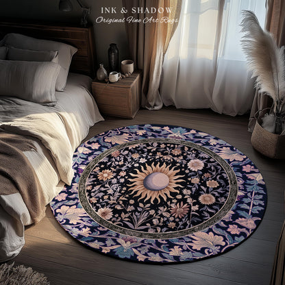Pastel Whimsy Celestial Area Rug | Mystic Bohemian Celestial Witchy Home Decor Maximalist Gothic Sun and Moon Tarot Inspired Home Accent |
