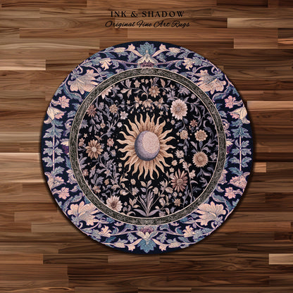 Pastel Whimsy Celestial Area Rug | Mystic Bohemian Celestial Witchy Home Decor Maximalist Gothic Sun and Moon Tarot Inspired Home Accent |