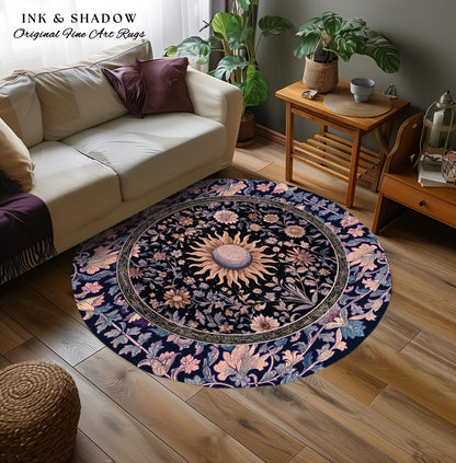 Pastel Whimsy Celestial Area Rug | Mystic Bohemian Celestial Witchy Home Decor Maximalist Gothic Sun and Moon Tarot Inspired Home Accent |