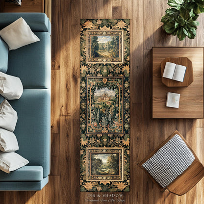 Dark Academia Victorian Royal Rug | Fantasy Home Accent Decor Woodland Princess Medieval Rustic Floral Landscape Coquette Maximalist Castle