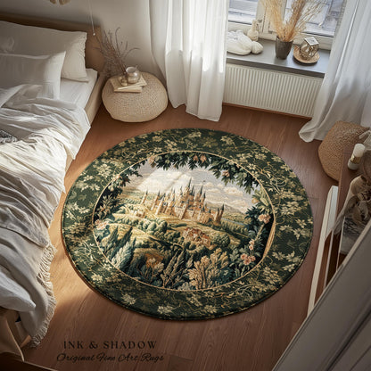 Dark Academia Victorian Royal Rug | Fantasy Home Accent Decor Woodland Princess Medieval Rustic Floral Landscape Coquette Maximalist Castle
