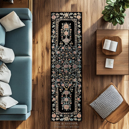 Elegant Victorian Floral Bedroom Rug | Maximalist Aesthetic Danish Pastel Home Decor Rustic Housewarming Gift Fairy Core Bedroom Whimsical |