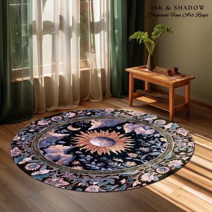 Enchanted Purples Boho Accent Rug | Celestial Mystic Tarot Inspired Witchy Pastel Bohemian Maximalist Bedroom Astrology Decor Witchy Energy