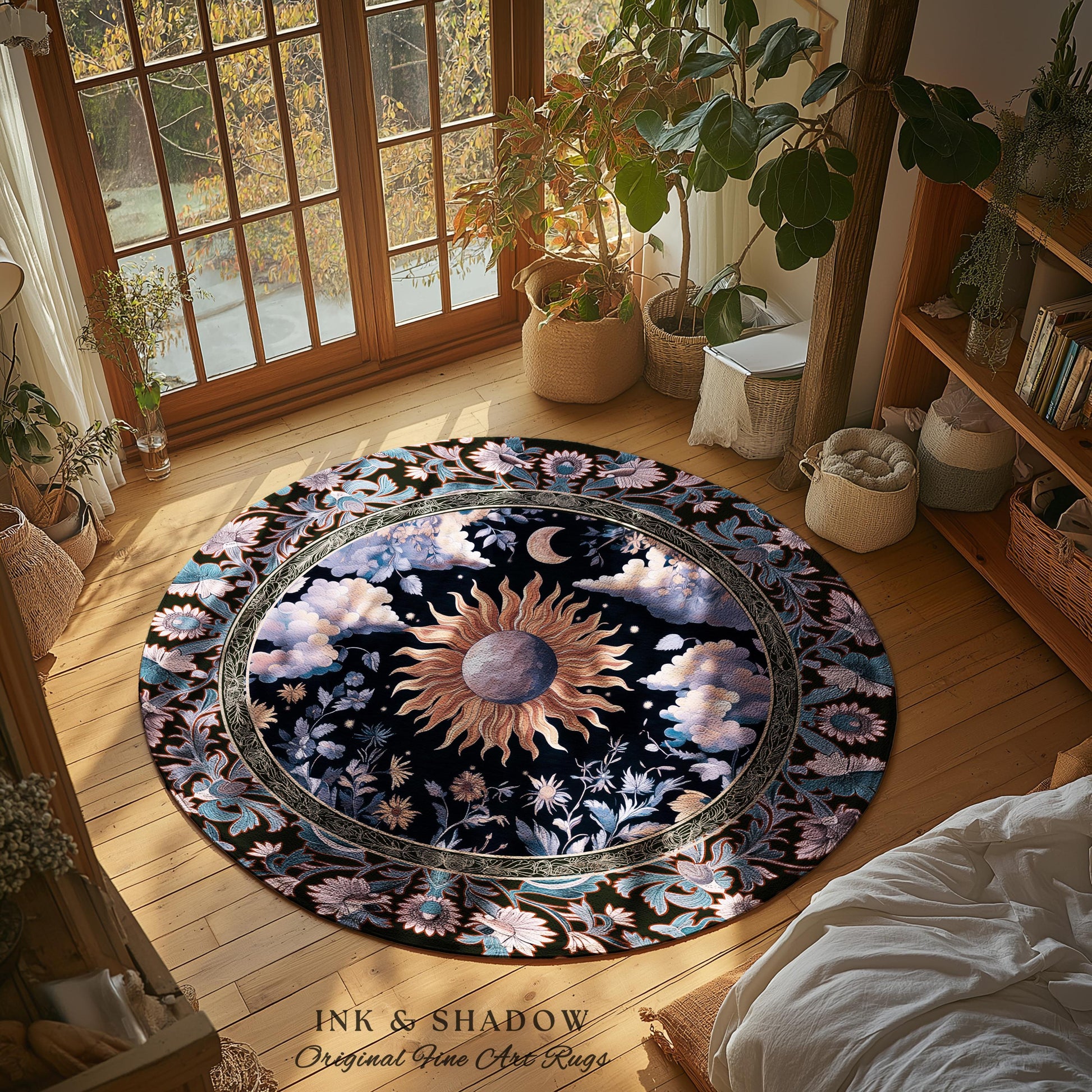 Enchanted Purples Boho Accent Rug | Celestial Mystic Tarot Inspired Witchy Pastel Bohemian Maximalist Bedroom Astrology Decor Witchy Energy