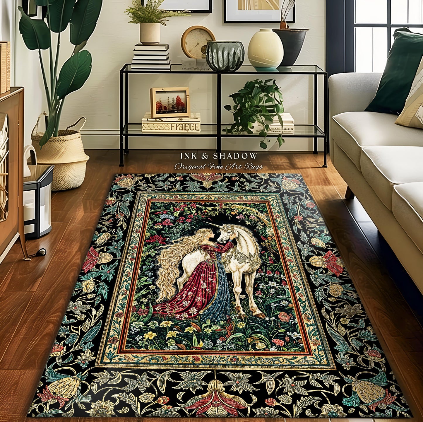Baroque Fantasy Rustic Area Rug | Rococo Coquette Bedroom Decor Dark Royalcore Home Accent Rug Medieval Storybook Gothic Aesthetic Style |