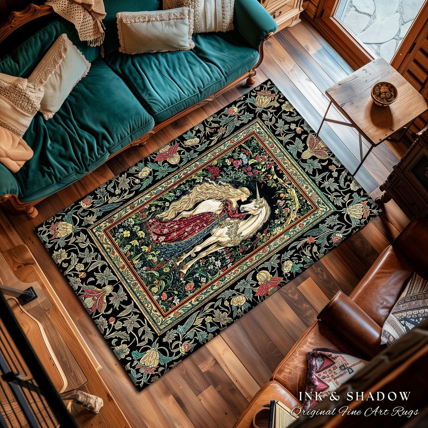 Baroque Fantasy Rustic Area Rug | Rococo Coquette Bedroom Decor Dark Royalcore Home Accent Rug Medieval Storybook Gothic Aesthetic Style |