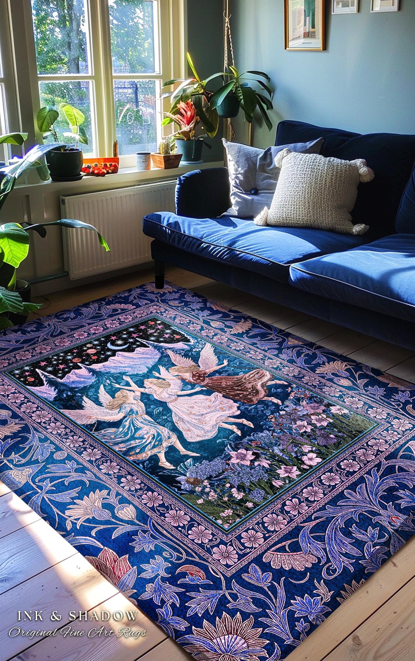 Mystic Lavender Dreamy Fairy Area Rug | Midsummer Aesthetic Woodland Folklore Bedroom Dark Academia Whimsical Bohemian Enchanted Purple |