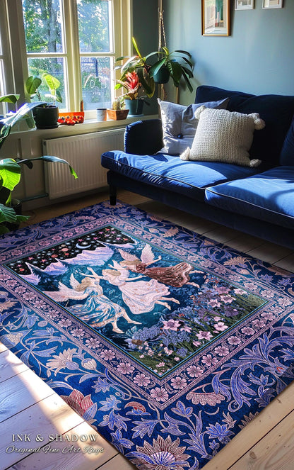 Mystic Lavender Dreamy Fairy Area Rug | Midsummer Aesthetic Woodland Folklore Bedroom Dark Academia Whimsical Bohemian Enchanted Purple |