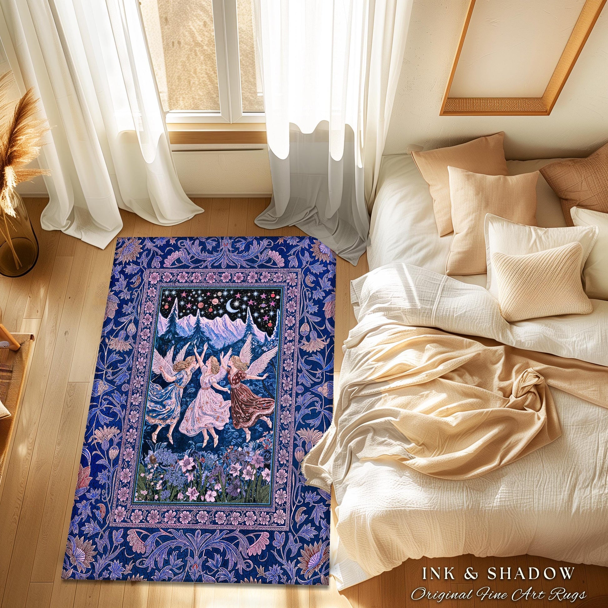 Mystic Lavender Dreamy Fairy Area Rug | Midsummer Aesthetic Woodland Folklore Bedroom Dark Academia Whimsical Bohemian Enchanted Purple |