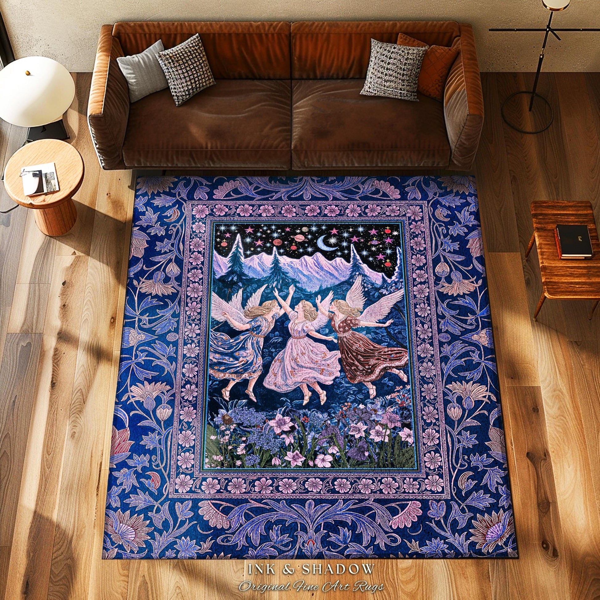 Mystic Lavender Dreamy Fairy Area Rug | Midsummer Aesthetic Woodland Folklore Bedroom Dark Academia Whimsical Bohemian Enchanted Purple |