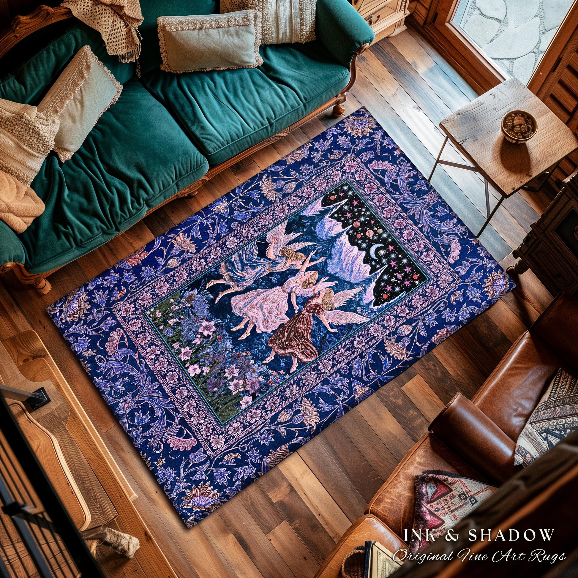 Mystic Lavender Dreamy Fairy Area Rug | Midsummer Aesthetic Woodland Folklore Bedroom Dark Academia Whimsical Bohemian Enchanted Purple |