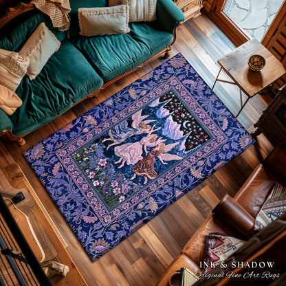 Mystic Lavender Dreamy Fairy Area Rug | Midsummer Aesthetic Woodland Folklore Bedroom Dark Academia Whimsical Bohemian Enchanted Purple |