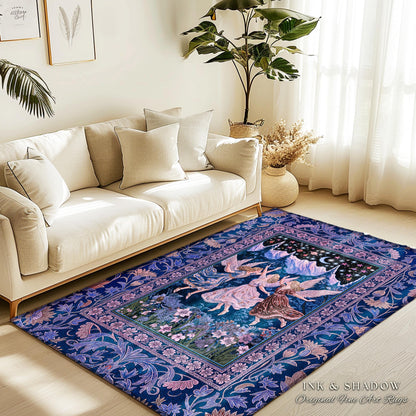 Mystic Lavender Dreamy Fairy Area Rug | Midsummer Aesthetic Woodland Folklore Bedroom Dark Academia Whimsical Bohemian Enchanted Purple |