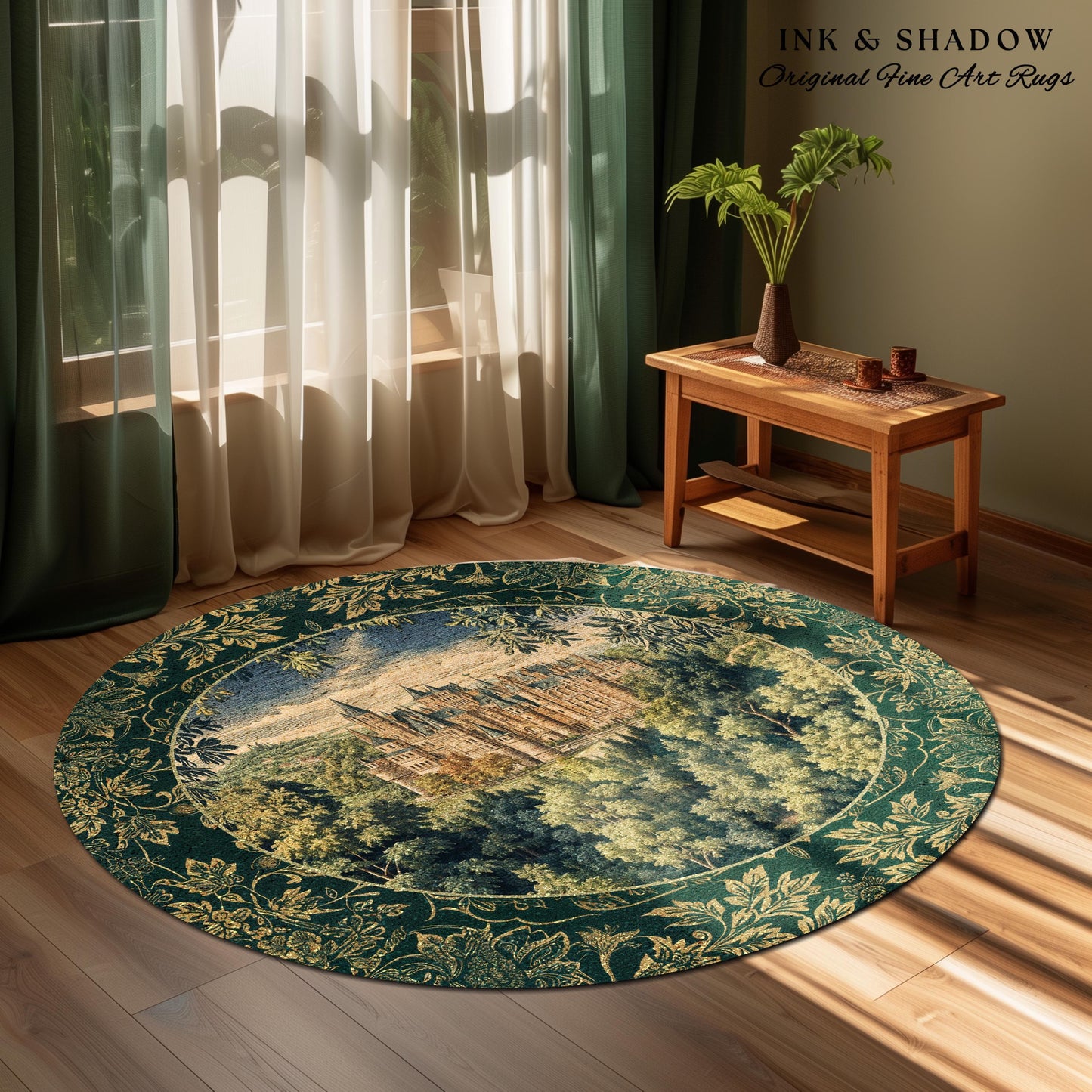 Ethereal Fairytale Fantasy Castle Rug | Dark Academia Woodland Fairy Folklore Princess Aesthetic Magical Landscape Forestcore Romantic |