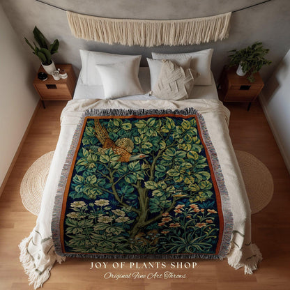 Vintage Art Deco Tapestry Woven Wall Hanging | Botanical Art Vintage Aesthetic | Dark Academia Medieval Aesthetic Botanical Decor Blanket |