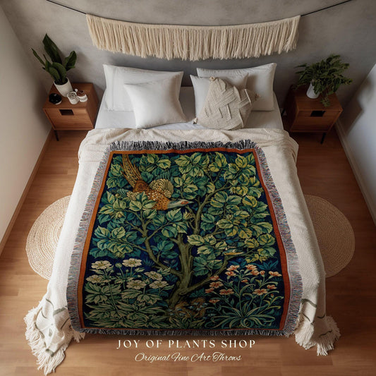 Vintage Art Deco Tapestry Woven Wall Hanging | Botanical Art Vintage Aesthetic | Dark Academia Medieval Aesthetic Botanical Decor Blanket |
