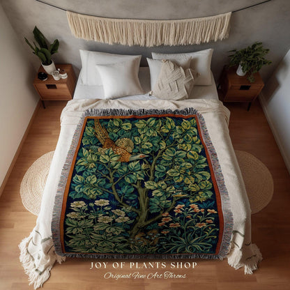 Vintage Art Deco Tapestry Woven Wall Hanging | Botanical Art Vintage Aesthetic | Dark Academia Medieval Aesthetic Botanical Decor Blanket |