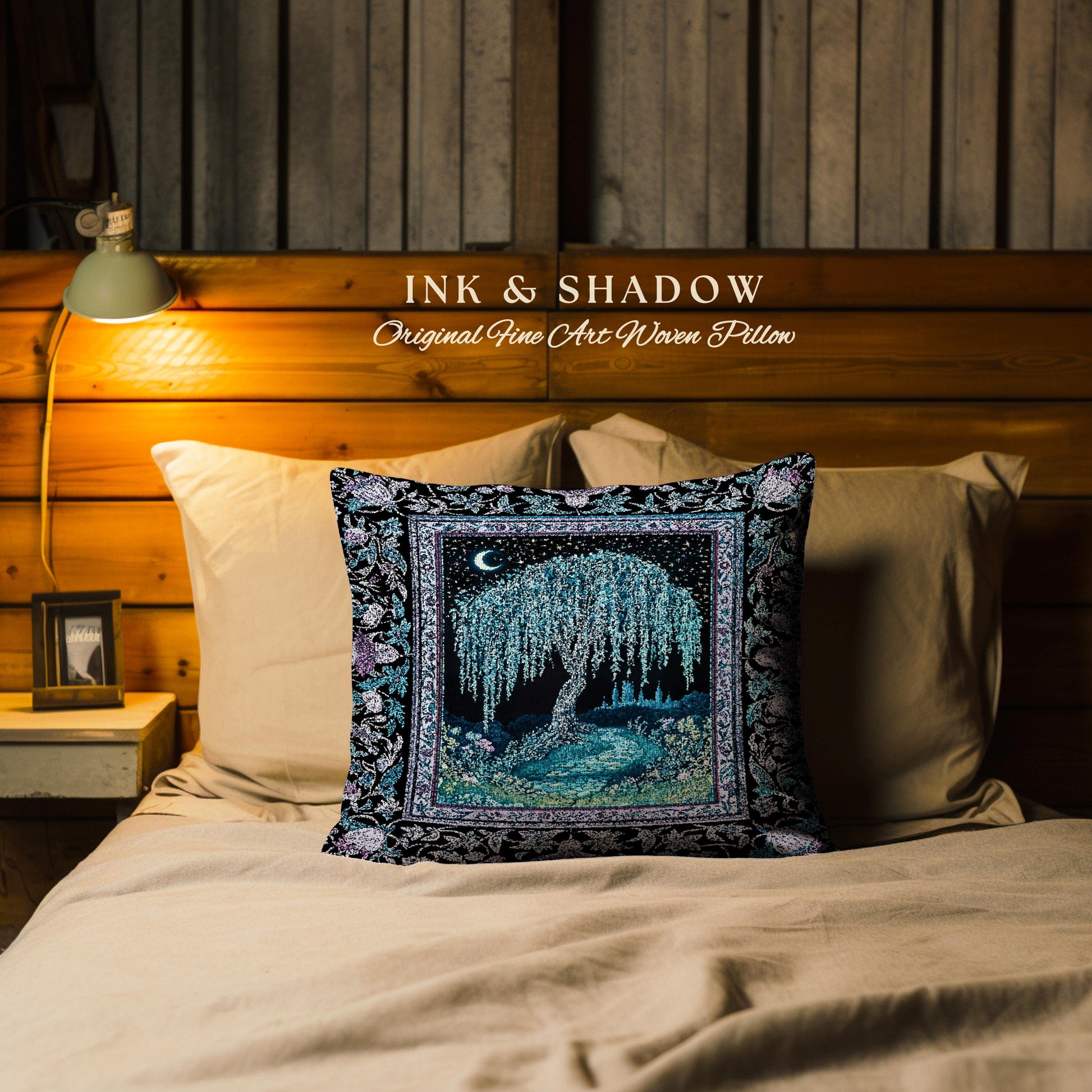 Dreamy Willow Tree Moody Tapestry Pillow Decorative Throw Cushion