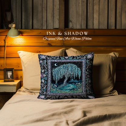 Dreamy Willow Tree Moody Tapestry Pillow Decorative Throw Cushion
