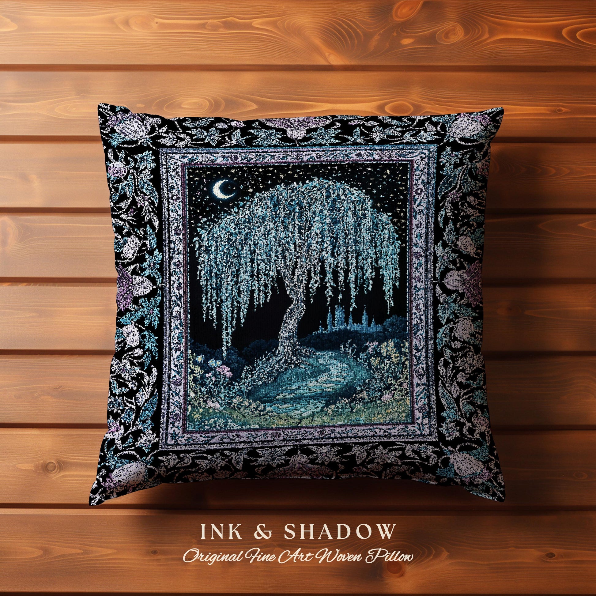 Dreamy Willow Tree Moody Tapestry Pillow Decorative Throw Cushion