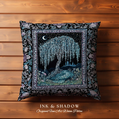 Dreamy Willow Tree Moody Tapestry Pillow Decorative Throw Cushion