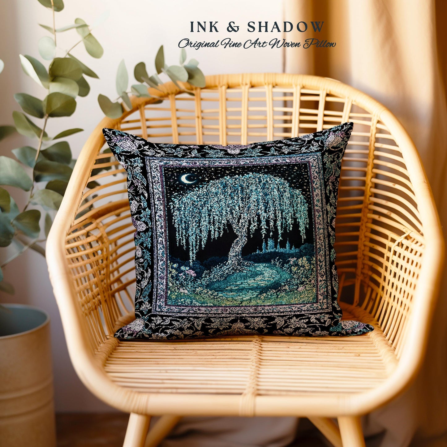 Dreamy Willow Tree Moody Tapestry Pillow Decorative Throw Cushion