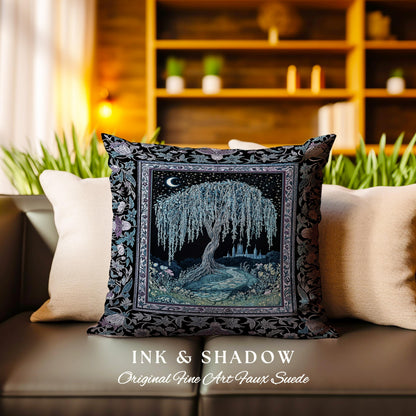 Dreamy Willow Tree Moody Tapestry Pillow Decorative Throw Cushion