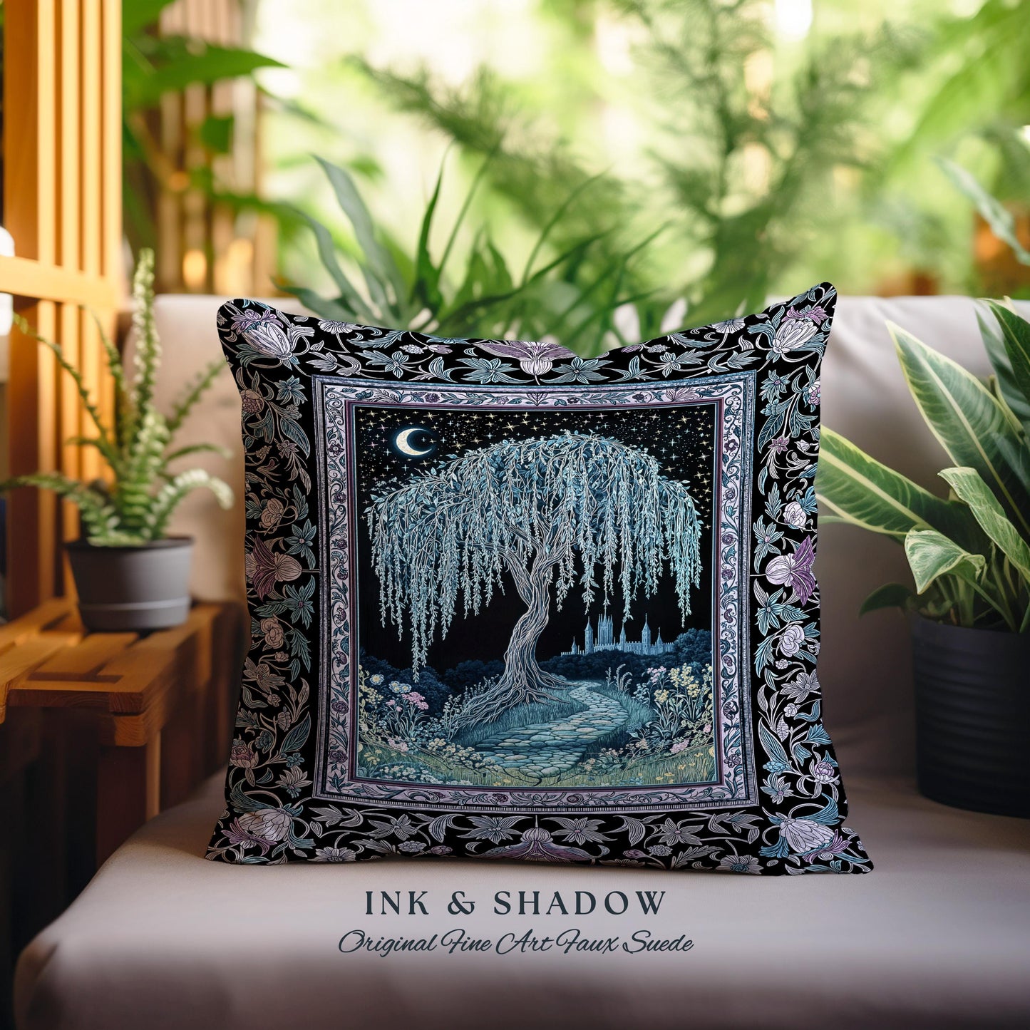 Dreamy Willow Tree Moody Tapestry Pillow Decorative Throw Cushion