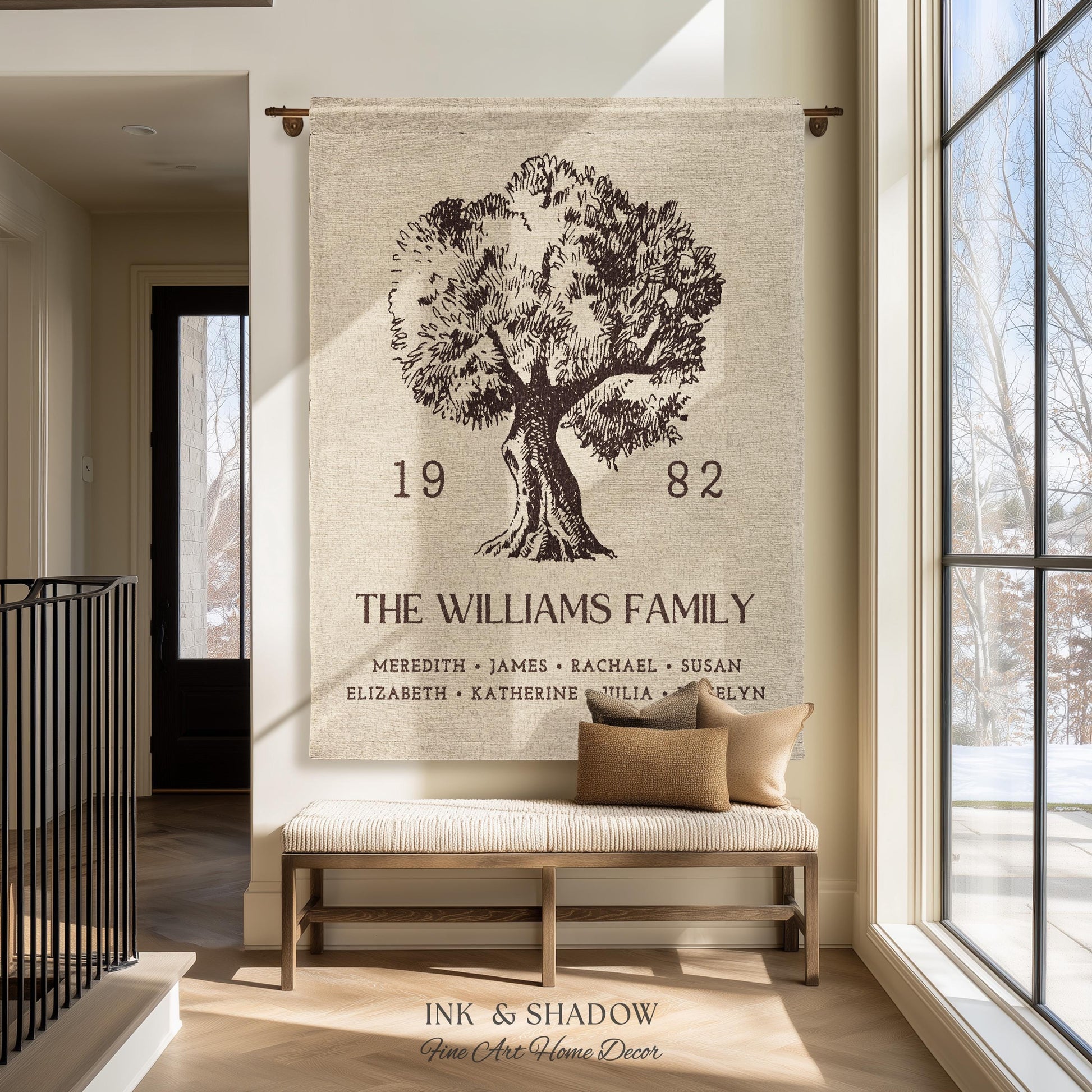 Anniversary Gift Personalized Family Tree Wall Art Blanket Custom Family Gift Meaningful | Wedding Gift Sentimental Gift for Mother in Law |