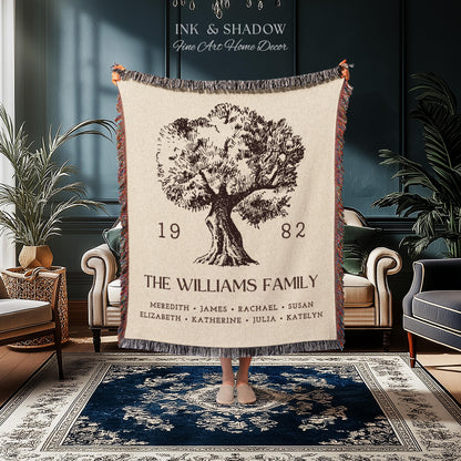 Anniversary Gift Personalized Family Tree Wall Art Blanket Custom Family Gift Meaningful | Wedding Gift Sentimental Gift for Mother in Law |