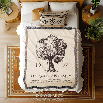 Anniversary Gift Personalized Family Tree Wall Art Blanket Custom Family Gift Meaningful | Wedding Gift Sentimental Gift for Mother in Law |