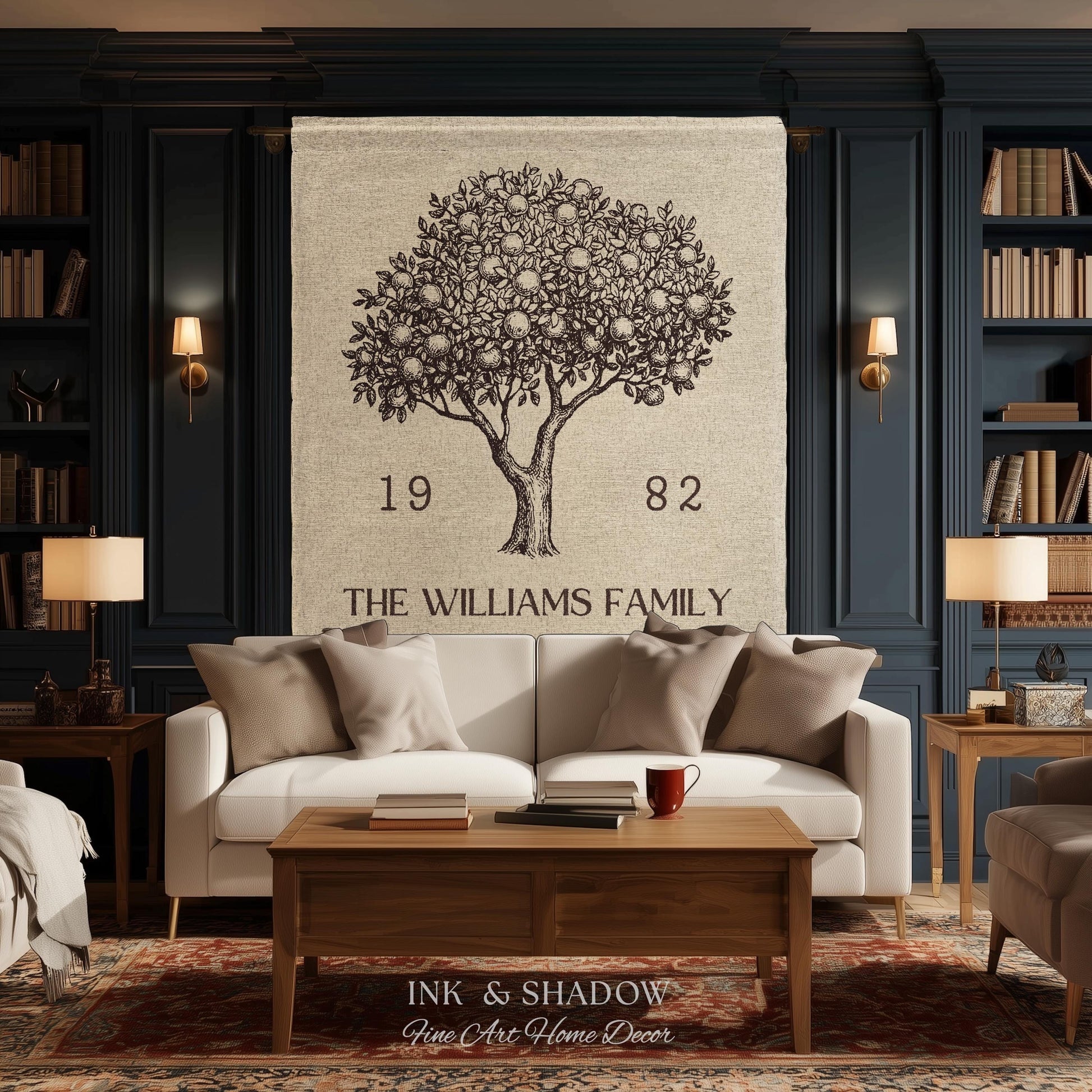 Personalized Family Tree Blanket Woven Tapestry | Family Tree Wall Art Blanket Custom Family Gift | Sentimental Gift for Mom Personalized |