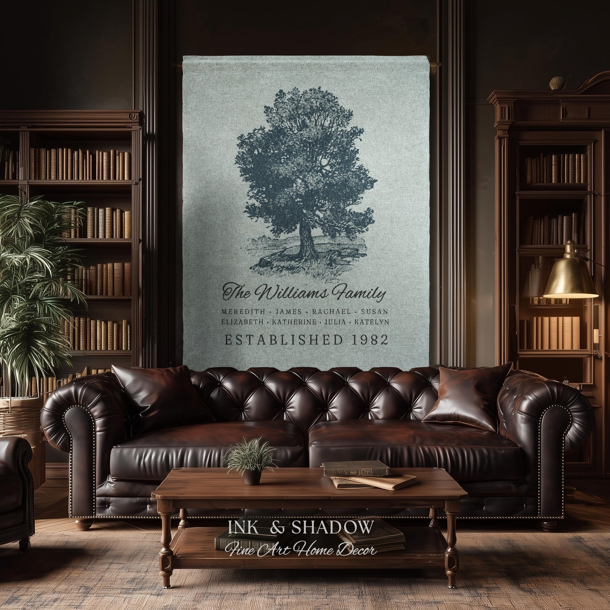 Custom Family Tree Blanket Woven Tapestry | Family Tree Wall Art Blanket Custom Family Gift | Sentimental Gift for Grandmother Personalized