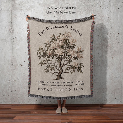 Vintage Family Tree Blanket | Family Name Blanket Custom Family Tree Gift Unique Gift for Mom Personalized Family Name Gift Personalized |