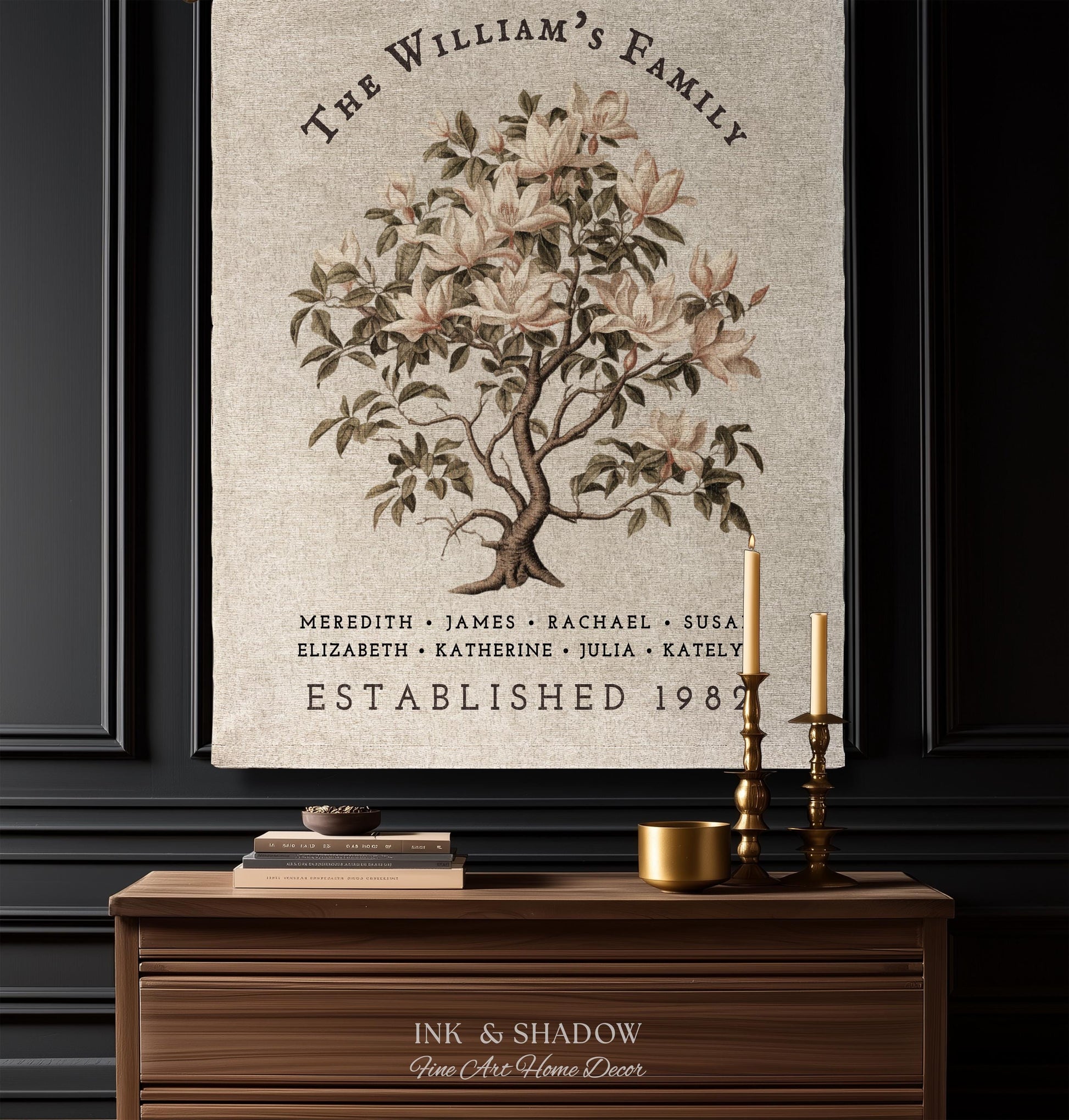 Vintage Family Tree Blanket | Family Name Blanket Custom Family Tree Gift Unique Gift for Mom Personalized Family Name Gift Personalized |