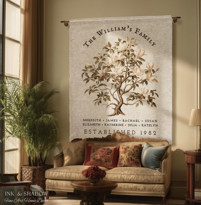 Vintage Family Tree Blanket | Family Name Blanket Custom Family Tree Gift Unique Gift for Mom Personalized Family Name Gift Personalized |