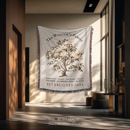 Vintage Family Tree Blanket | Family Name Blanket Custom Family Tree Gift Unique Gift for Mom Personalized Family Name Gift Personalized |