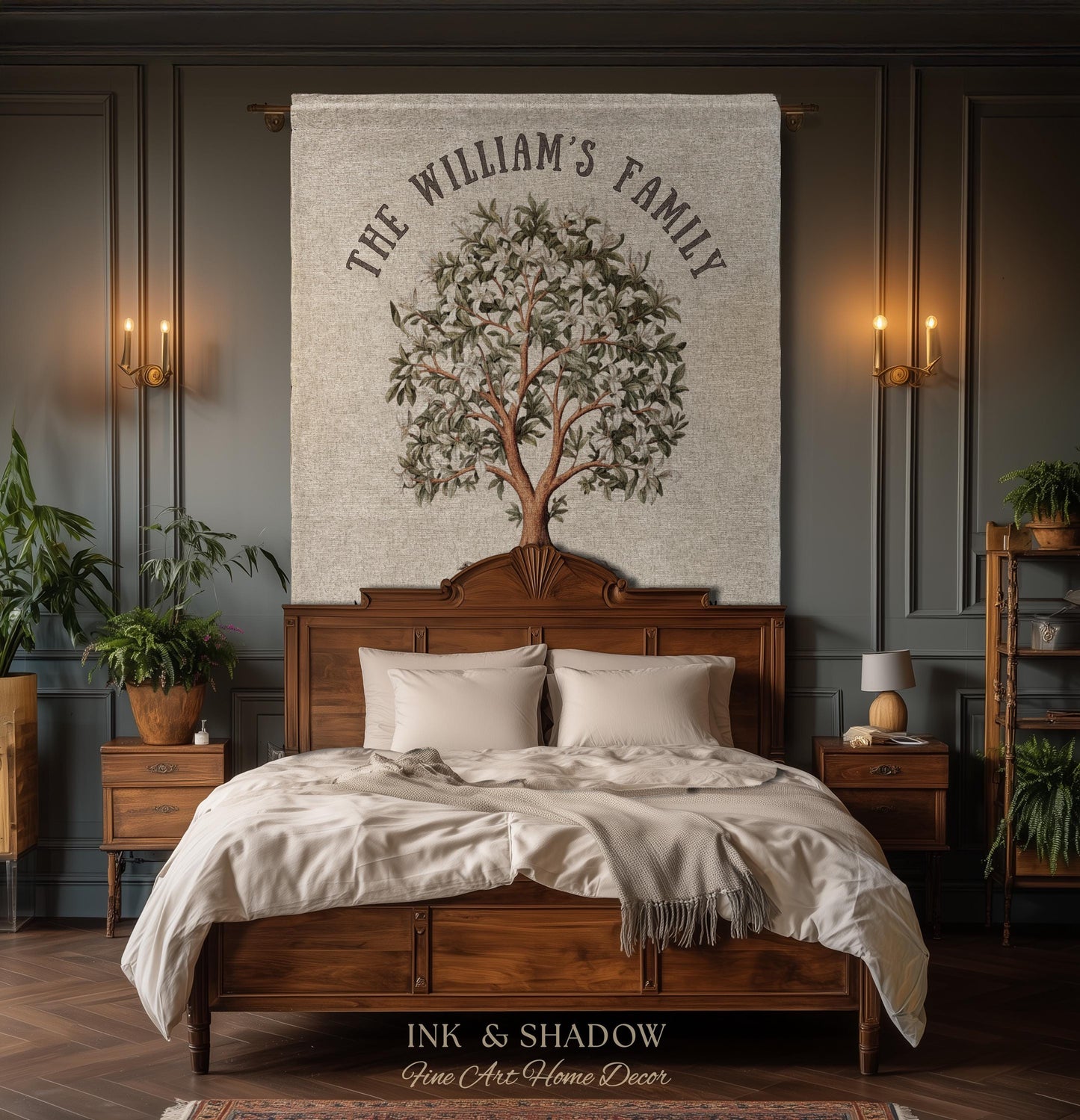 Magnolia Tree Family Name Blanket | Customized Family Tree Blanket Custom Family Gift Sentimental Gift for Mom Personalized Family Name Gift