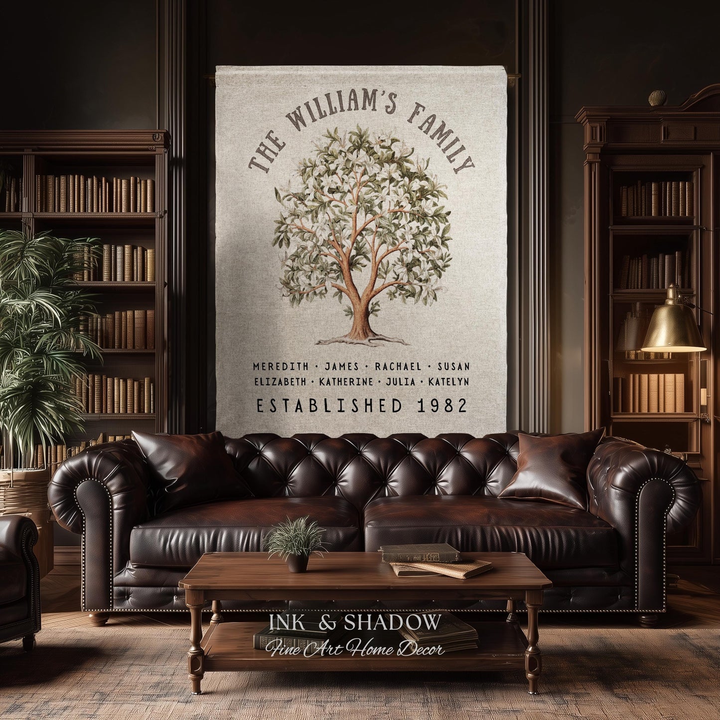 Magnolia Tree Family Name Blanket | Customized Family Tree Blanket Custom Family Gift Sentimental Gift for Mom Personalized Family Name Gift