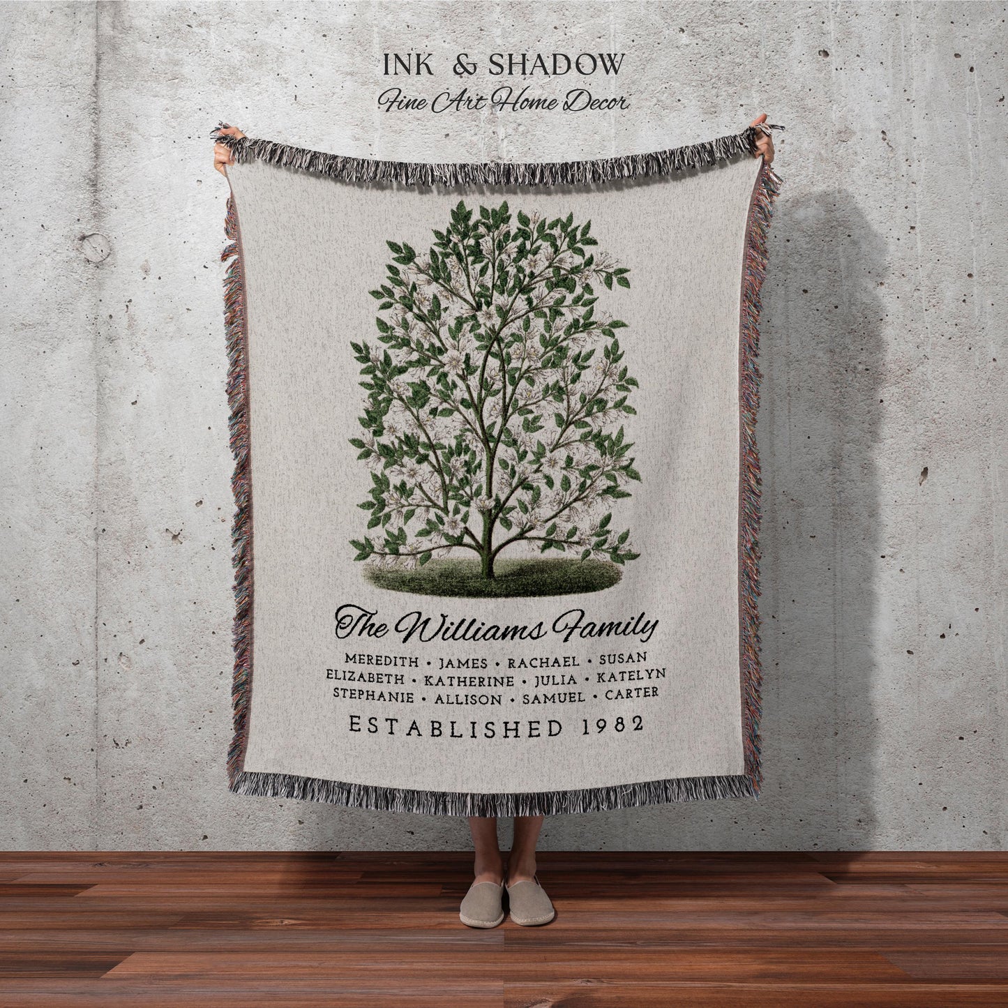 Grandparents Gift Personalized Family Tree Blanket Custom Family Gift Meaningful | Wedding Gift Sentimental Gift for Family Tree Wall Art |
