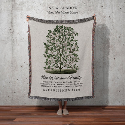 Grandparents Gift Personalized Family Tree Blanket Custom Family Gift Meaningful | Wedding Gift Sentimental Gift for Family Tree Wall Art |