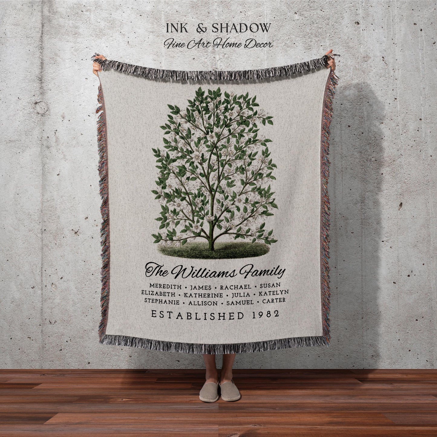 Grandparents Gift Personalized Family Tree Blanket Custom Family Gift Meaningful | Wedding Gift Sentimental Gift for Family Tree Wall Art |