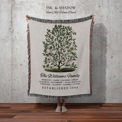 Grandparents Gift Personalized Family Tree Blanket Custom Family Gift Meaningful | Wedding Gift Sentimental Gift for Family Tree Wall Art |