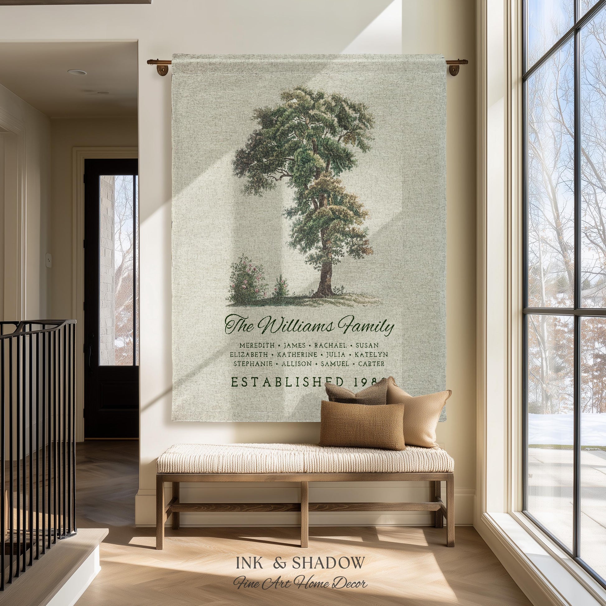 Vintage Family Tapestry Personalized | Family Tree Blanket Custom Family Gift Meaningful | Wedding Gift Sentimental Gift for Family Tree |