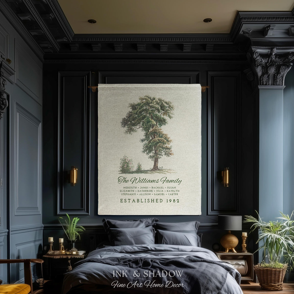 Vintage Family Tapestry Personalized | Family Tree Blanket Custom Family Gift Meaningful | Wedding Gift Sentimental Gift for Family Tree |